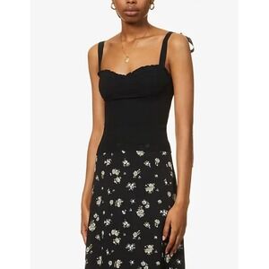 Reformation Black Blanca Tie Strap Crepe Top Size 0/XS
